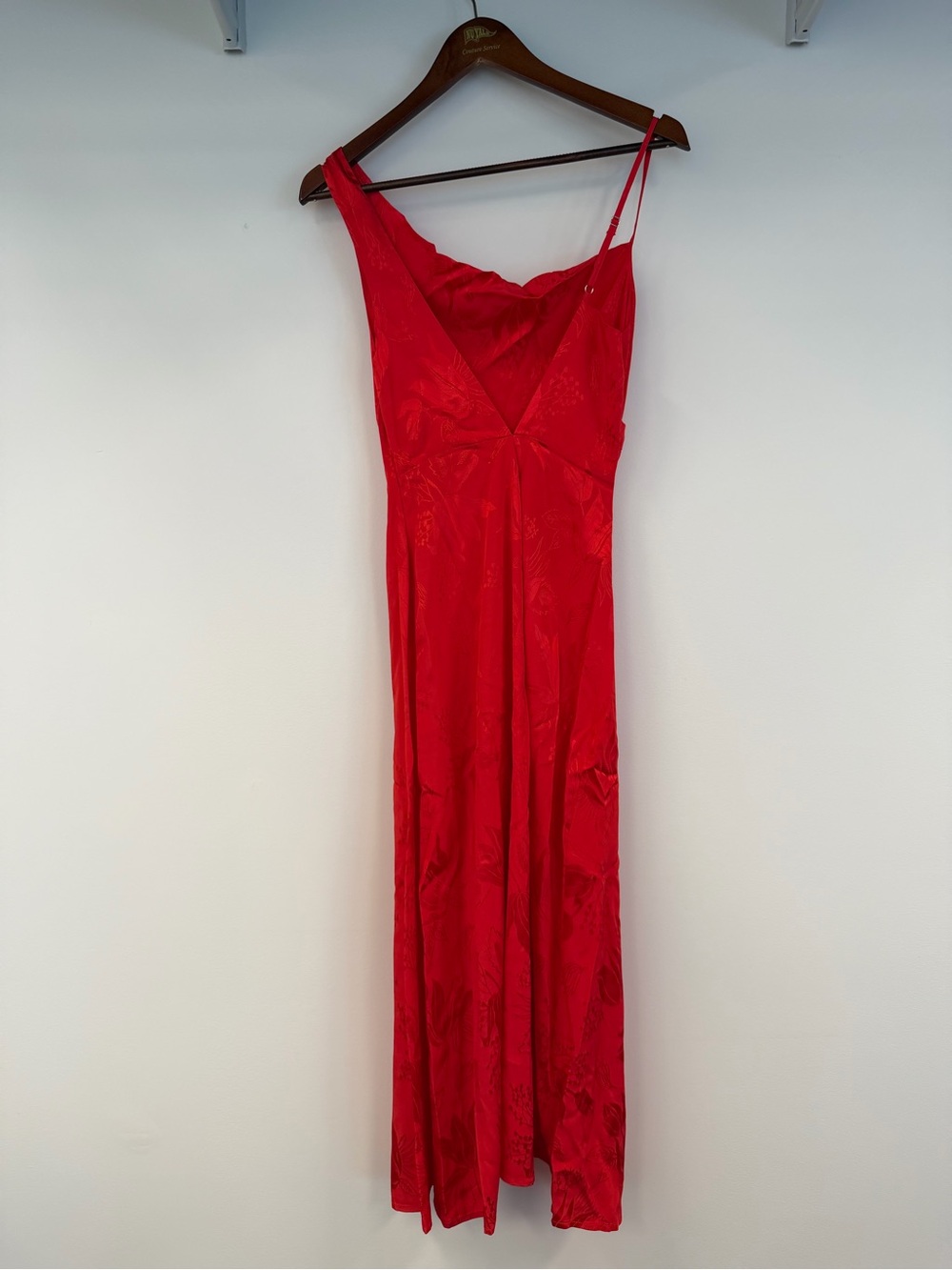 Lovers + Friends Red Satin Slip Midi Dress with High Slit - Picture 6 of 8